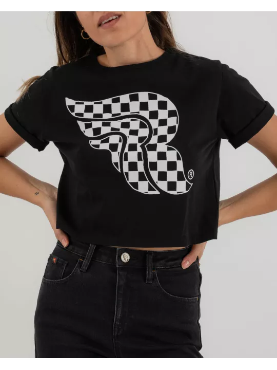 T-Shirt Checkerboard Crop Top - Riding Culture