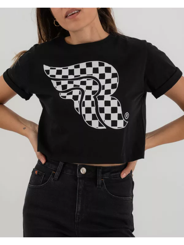 T-Shirt Checkerboard Crop Top - Riding Culture