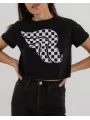T-Shirt Checkerboard Crop Top - Riding Culture