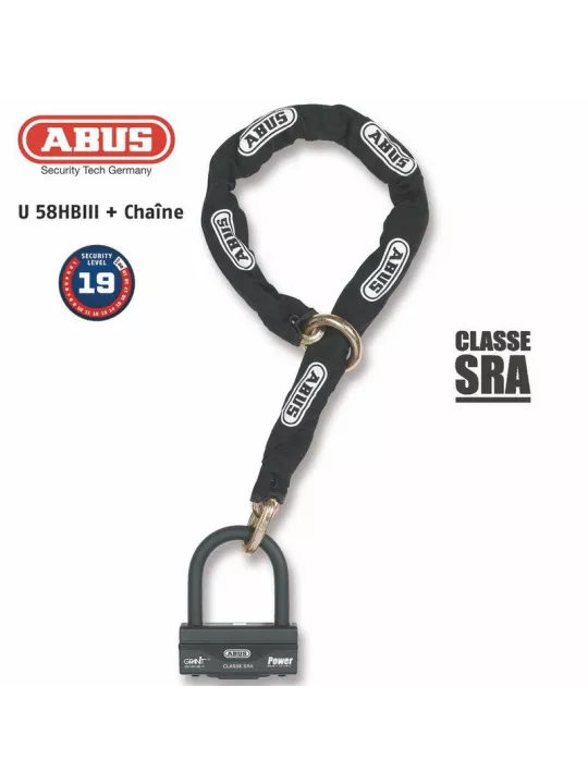 Antivol U + Chaine Abus 58Hb3+12Ks120L Sra